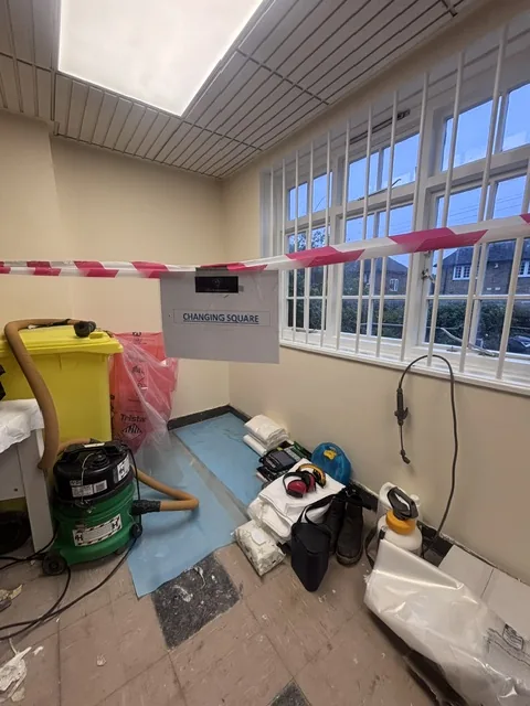 Asbestos floor tile and bitumen removal in Olympic Park